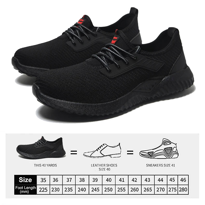 Oulylan Men Breathable Industrial Safety Shoes Wear Resistant Steel Toe Work Sneakers Lightweight Anti-smash Protection Footwear