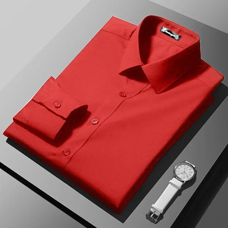 Red Men's Shirt Long Sleeve Slim Fit Business Suit Shirt Best Man Men's Large ropa clothing shirts for men
