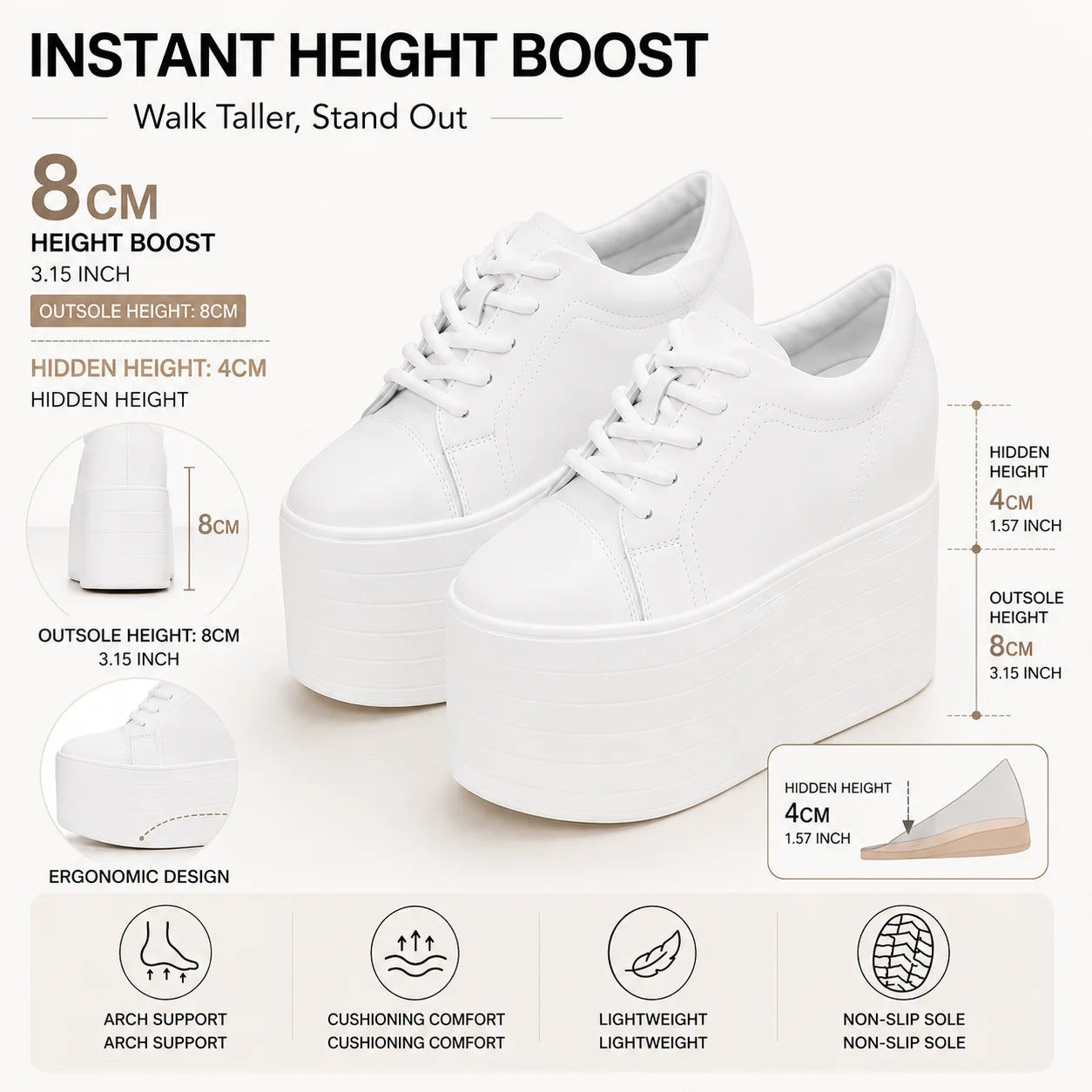 Fujin 12cm Genuine Leather Synthetic Women Autumn Spring Platform Wedge Women Fashion Sneakers Chunky Shoes Vulcanize Skateboard