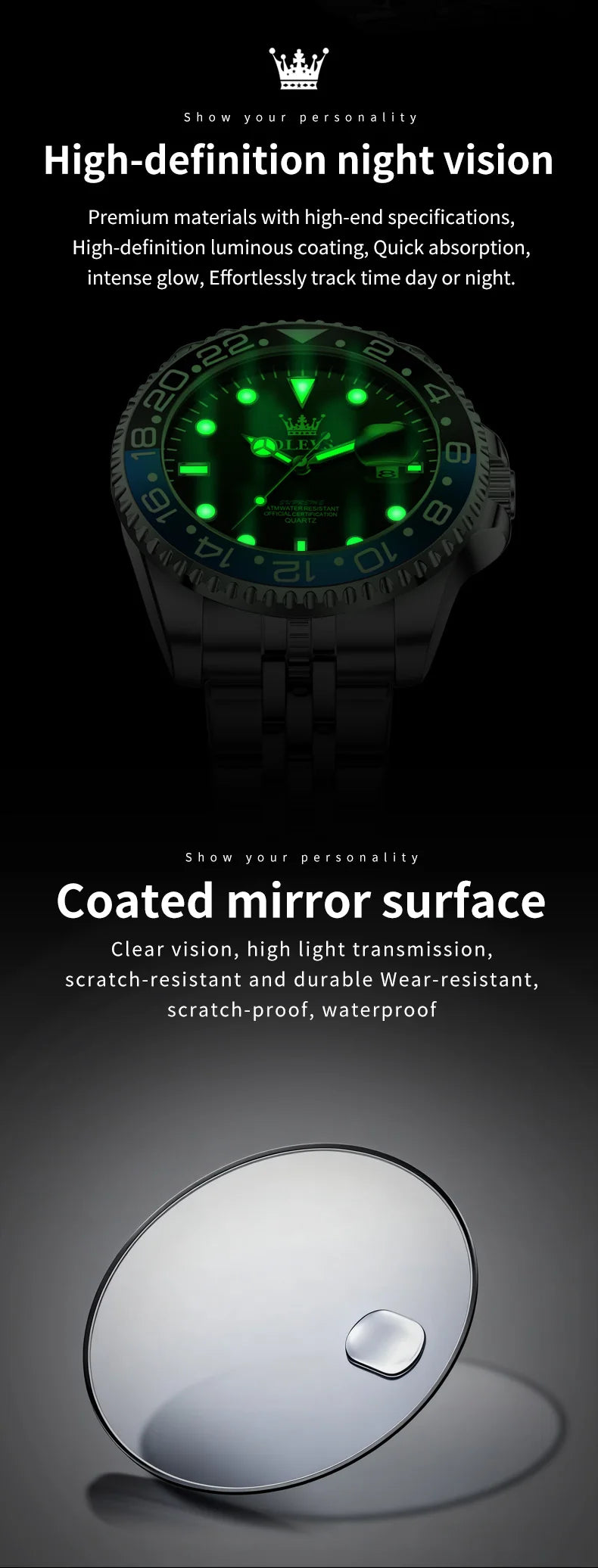 OLEVS 5657 Original Men's Watches Luxury Top Brand Diving Series Stainless Steel Waterproof Luminous Calendar Men's Wristwatches
