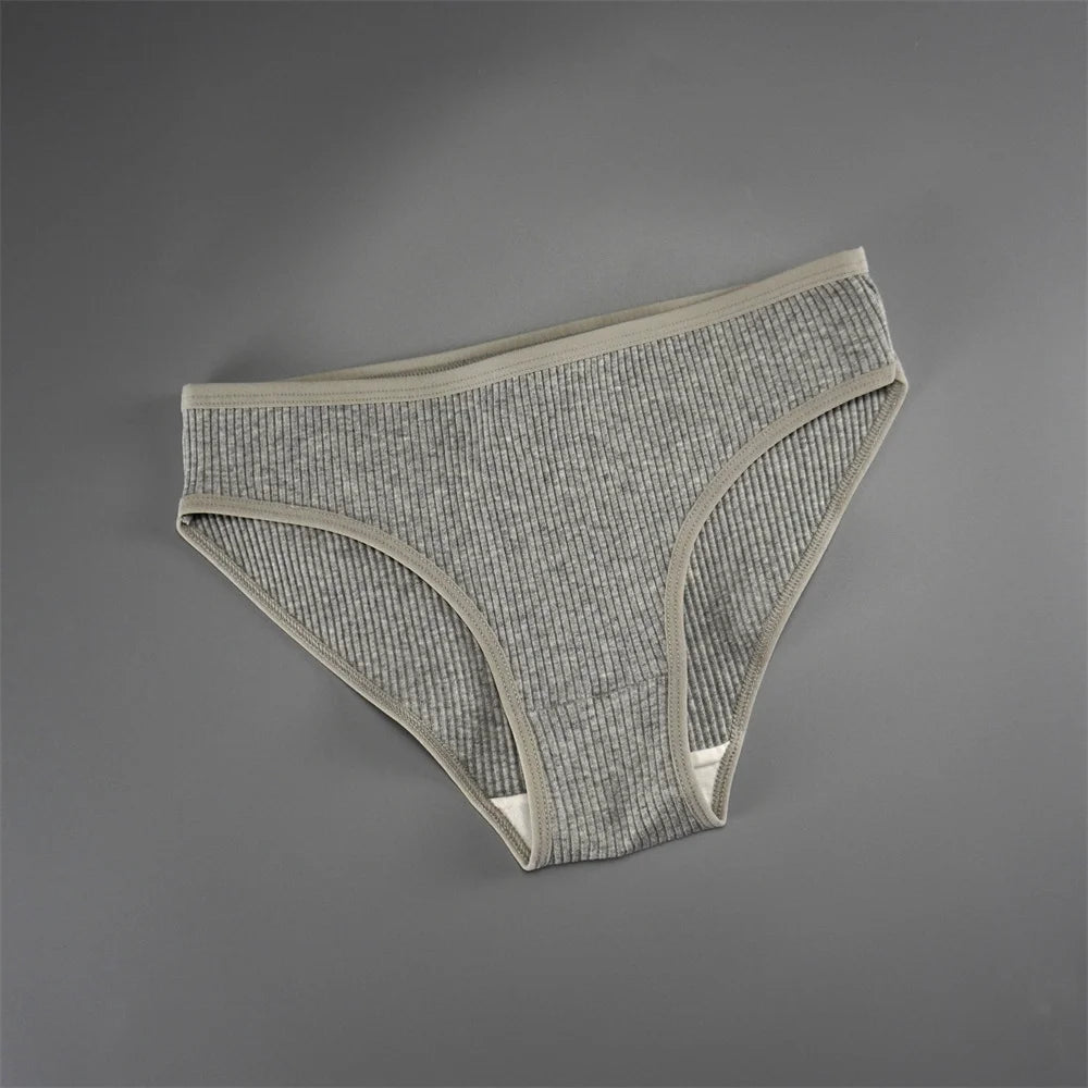 UNWE 3PCS/Pack Ribbed Cotton Seamless Panties for Women Briefs Pack Comfortable Ladies Underwear Sets
