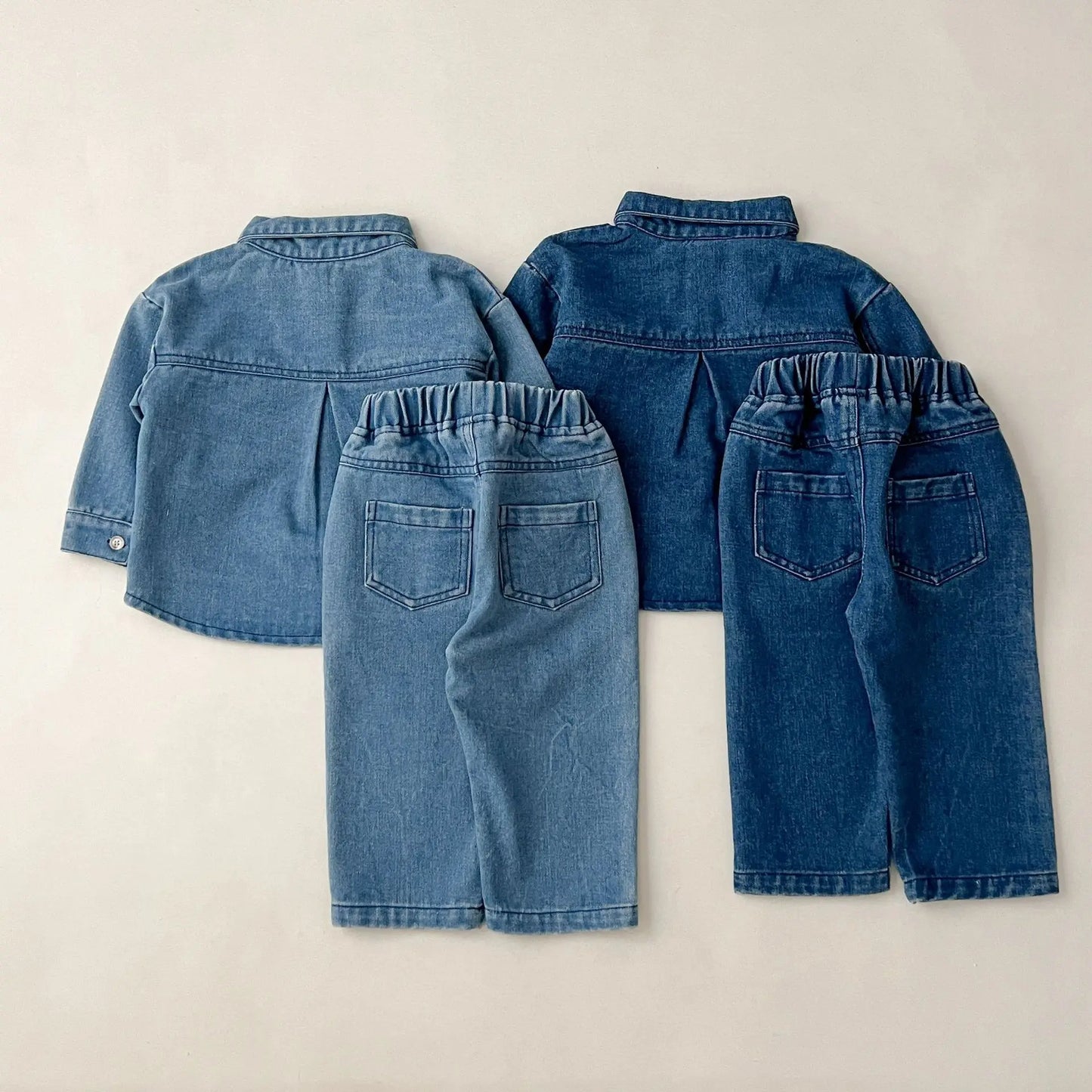 Boys Girls Vintage Denim Coat + Pants 2pcs Suit Kids Fashion Casual Outfits 2025 Autumn New Children Long Sleeve Clothes Set