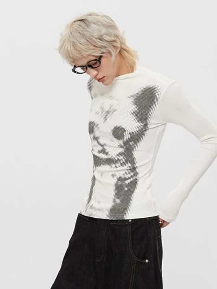 Kimutomo Streetwear Cat Graphic T Shirts Women Long Sleeve Korean Fashion 2000s Clothes Y2k Tees Female Harajuku Spring