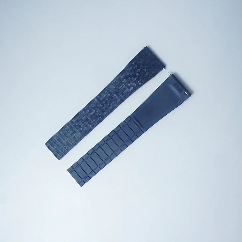 Cut to Size Fluoro Rubber Watch Strap 18/19/20/21/22mm Mosaic FKM Deployment Buckle Universal Flat End Replace Band Bracelet