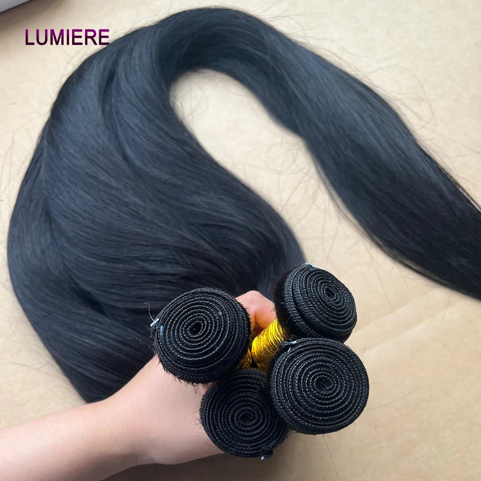 38 40 Inch Bone Straight 100% Virgin Unprocessed Human Hair Bundles Deal Raw Hair Extensions Brazilian Natural Black Wholesale