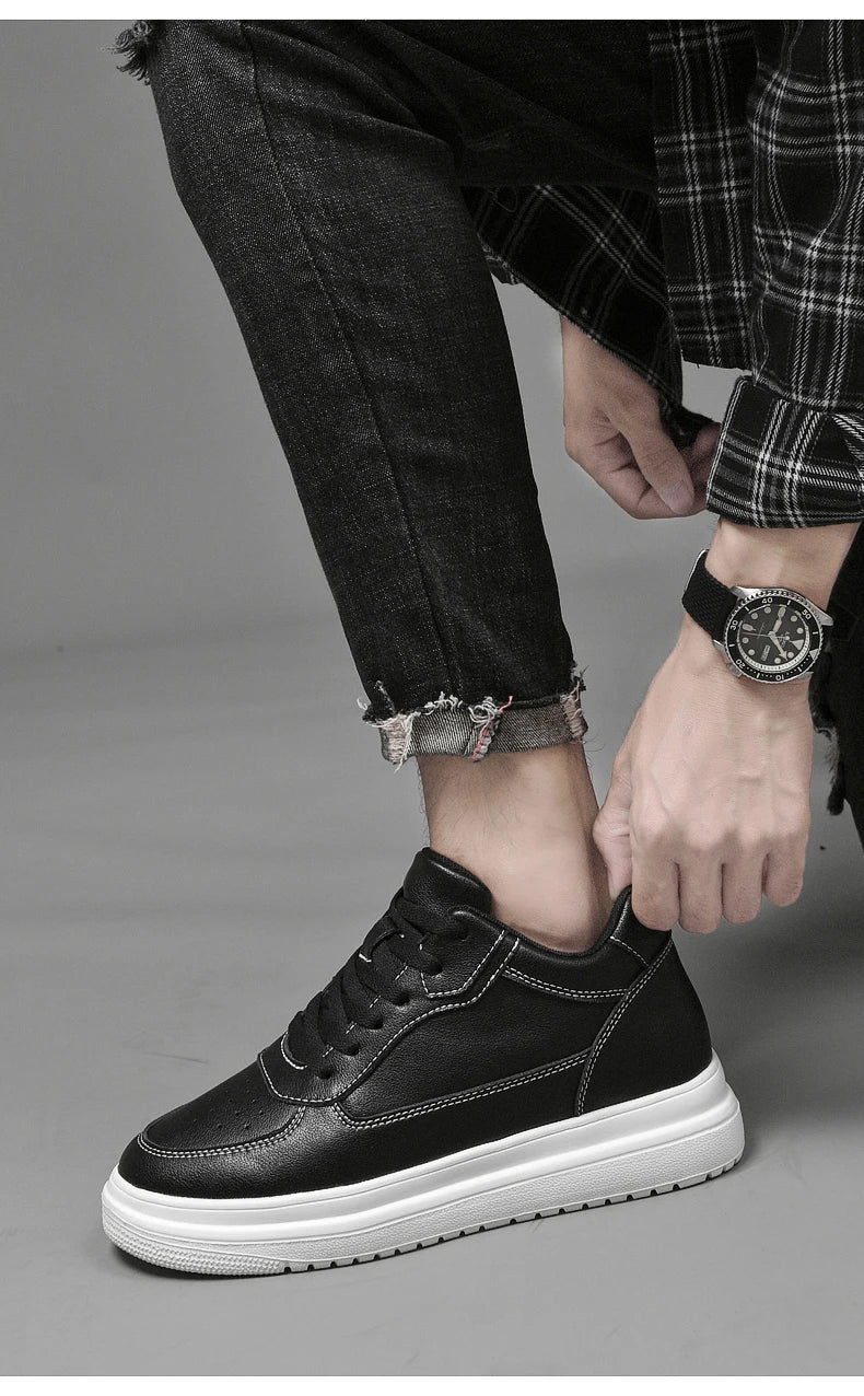 6 8 10cm Height Increasing Men Shoes High Quality Casual Leather Shoes Lace Up Platform Vulcanized Shoes Luxury Sneakers for Men
