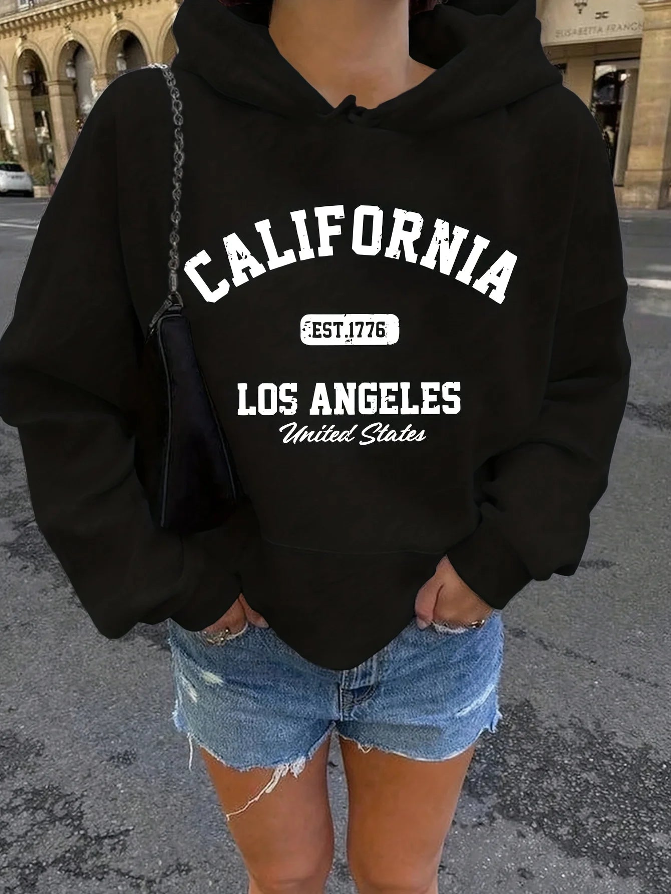 Women's autumn and winter warm and loose casual NOPE not today printed suede long sleeved hooded sweatshirt BAZAARHUBO