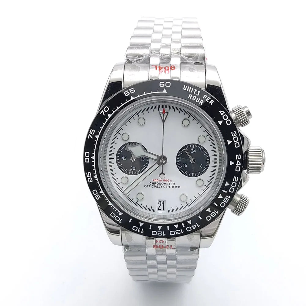 39mm VK64 Quartz Chronograph Men's Watch Sapphire Glass Waterproof Sport quartz watches Stainless Steel Strap Reloj Hombre