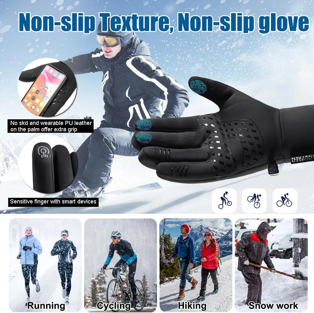 Winter Gloves for Men Women-Waterproof Thermal Glove for Cold Weather,Warm Gloves for Cycling,Snow,Touchscreen Finger BAZAARHUBO