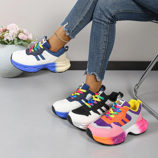 Women Sneakers New Platform Breathable Designer Shoes Fashion Color Soft Soled Loafers Comfort Outdoor Casual Female Sport Shoes