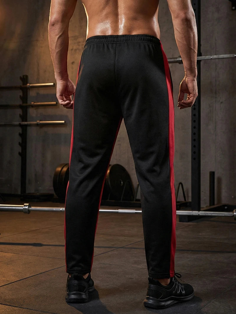 Mens Athletic Workout Running Jogging Sweatpants Fall Winter Warm Cozy Joggers Pants Colorblock Patchwork Trousers Activewear