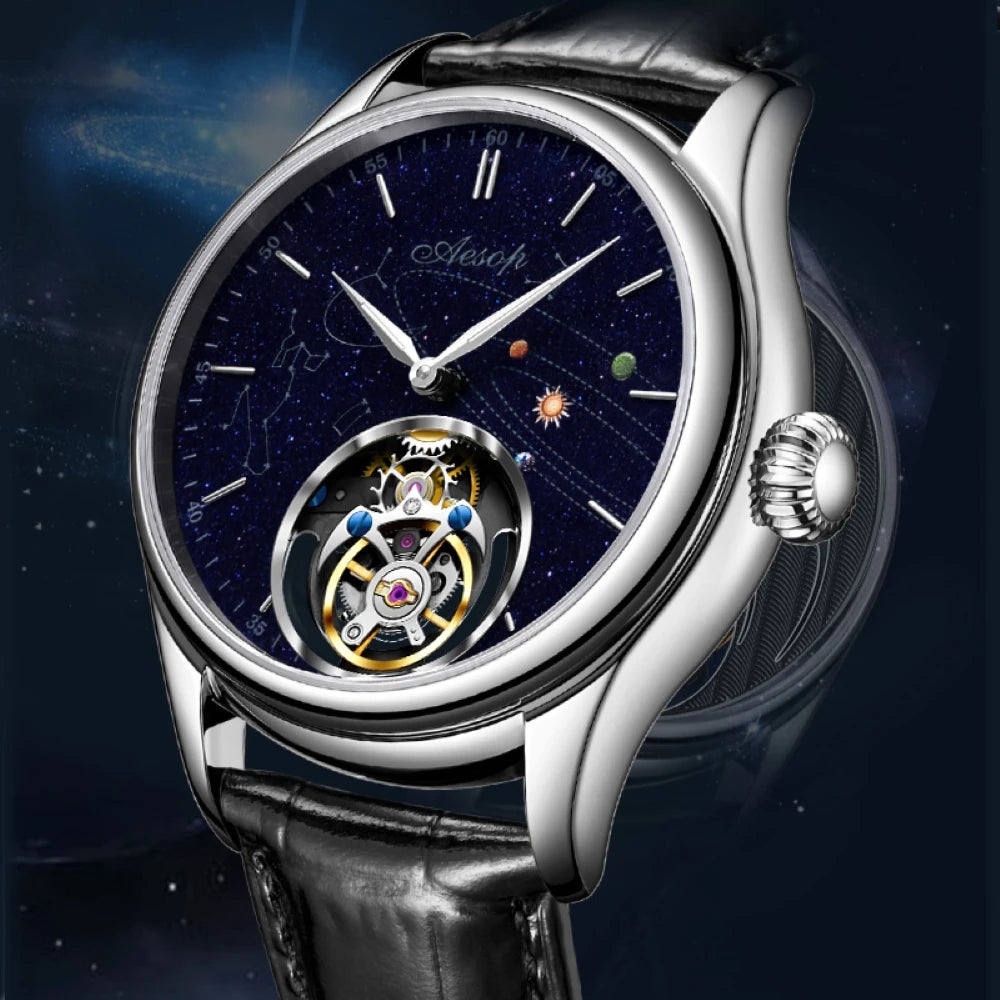AESOP Flying Tourbillon Skeleton Mechanical Luxury Watches Waterproof Wristwatches Watch Brand For Men Movement Sapphire 2023