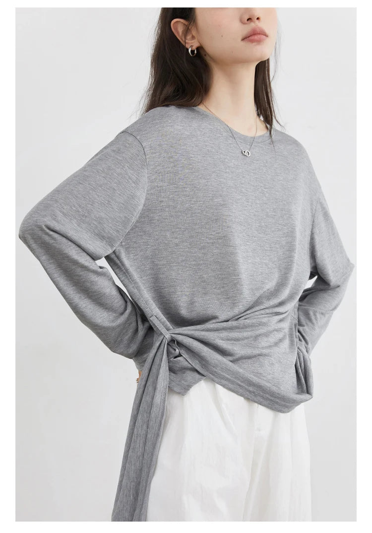 CHIC VEN Fashion Women's Pullovers Tees O Neck New Loose Solid Long Sleeve Female T-shirt Thin Female Top Spring Autumn 2025