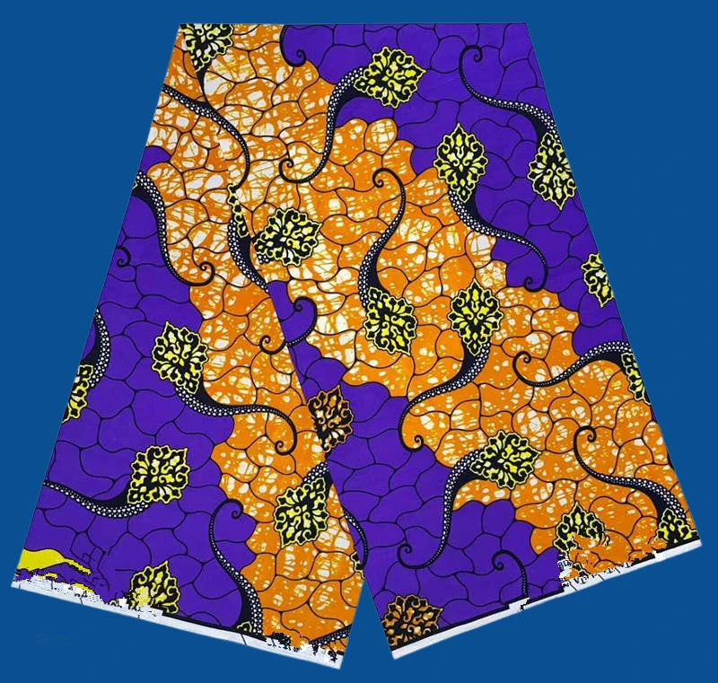 2025 Fashion Veritable African Wax Pagne Wax  100% Cotton Batik Tissu Wax Loincltoh Nigerial Dress 6yards for Sewing YG5-110-1