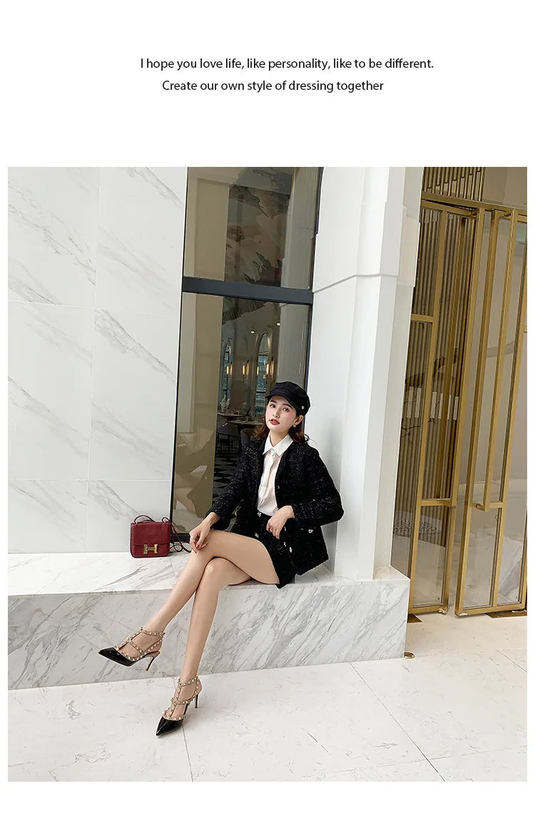 Nude Women's Gladiator sandals Summer 2025 Luxury With Ankle Strap Pointed Toe Fashion Rivet High Heels Party Ladies Shoes Women