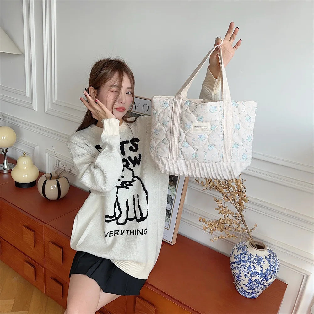 Sweet Floral Women's Bento Handbags Retro Patchwork Ladies Tote Shoulder Bags Retro Flower Female Storage Shopper Bag Purse