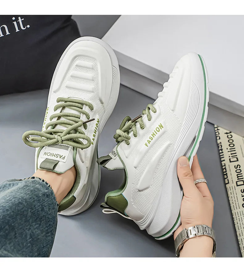 Summer 2026 Men's Thick Sole Sneakers Breathable Casual Running Shoes Streetwear Lightweight Trendy Footwear