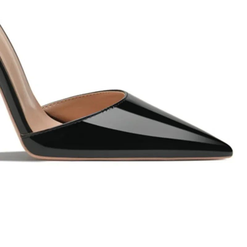 Patent Leather Women Ankle Strap Stiletto Pumps Pointed Toe Sexy High Heel Shoes 8cm 10cm 12cm Customize 33-46 Talon Femme