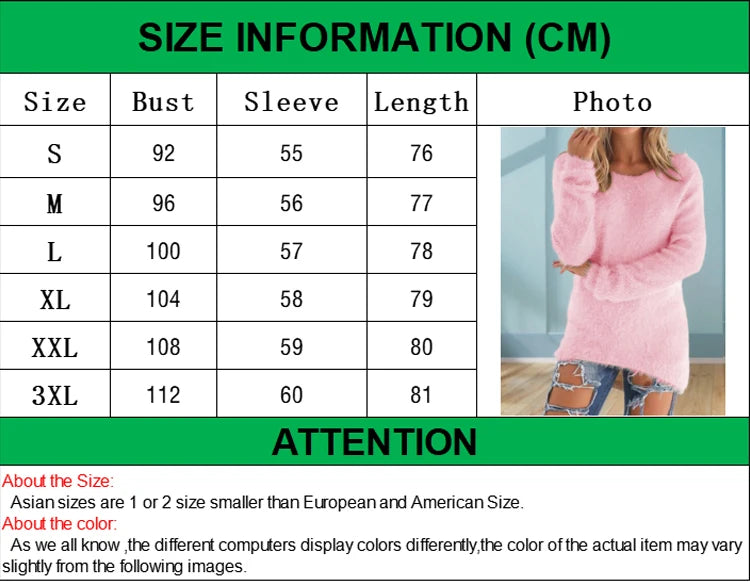 Women Loose Knitted Sweater O Neck Oversize Pullover Casual Long Sweater