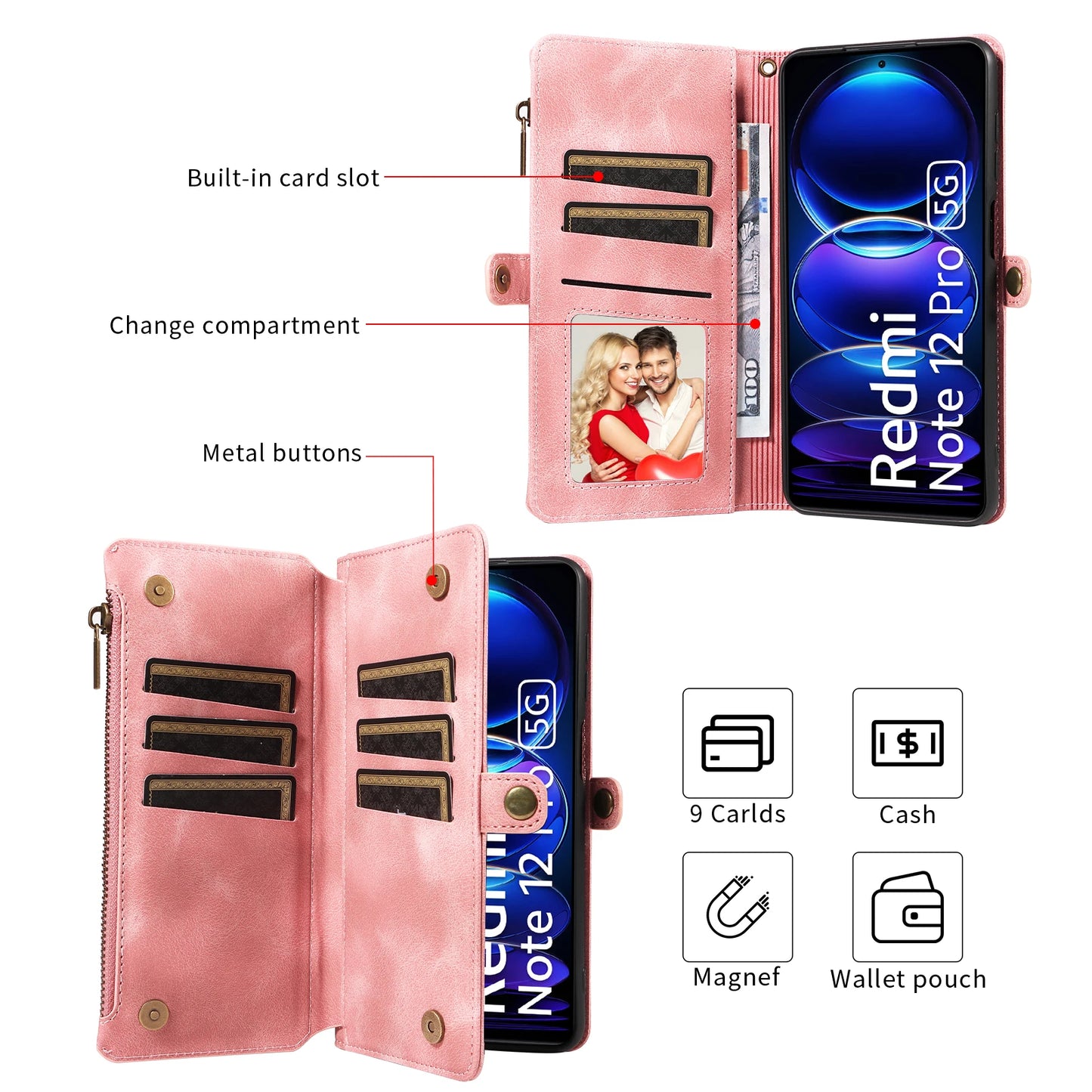 For Xiaomi Redmi Note 15 14 13 15C Poco X7 Pro F5 12 13C 14C 13T 15T Plus 5g Cases 4g Leather Wallet Card Holder Flip Phone Bags