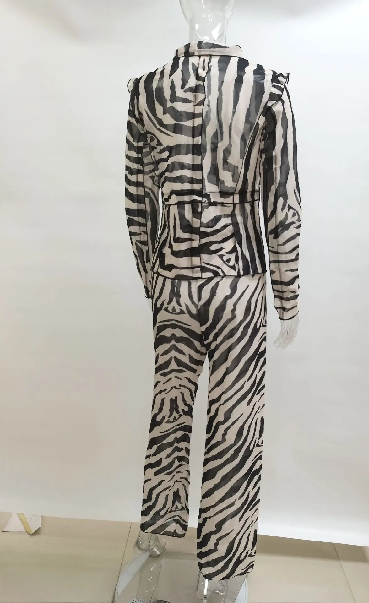 Cryptographic Animal Print Mesh Sheer Stripe Tie Front Detail Top Matching Sets Fashion Outfits 2 Piece Sets Holiday Beachwear