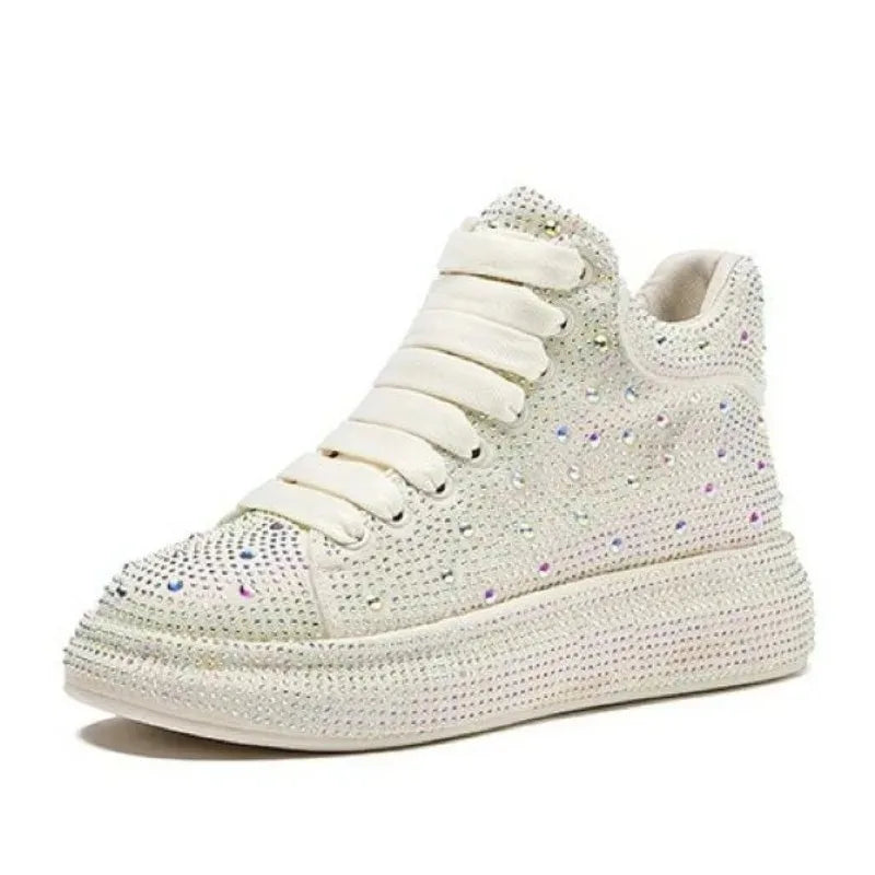 Hot Top Quality Winter Warm Fur Sneakers Sexy Women Skate Shoes New Rhinestone High Top Board Shoes Shiny Women's Casual Shoes