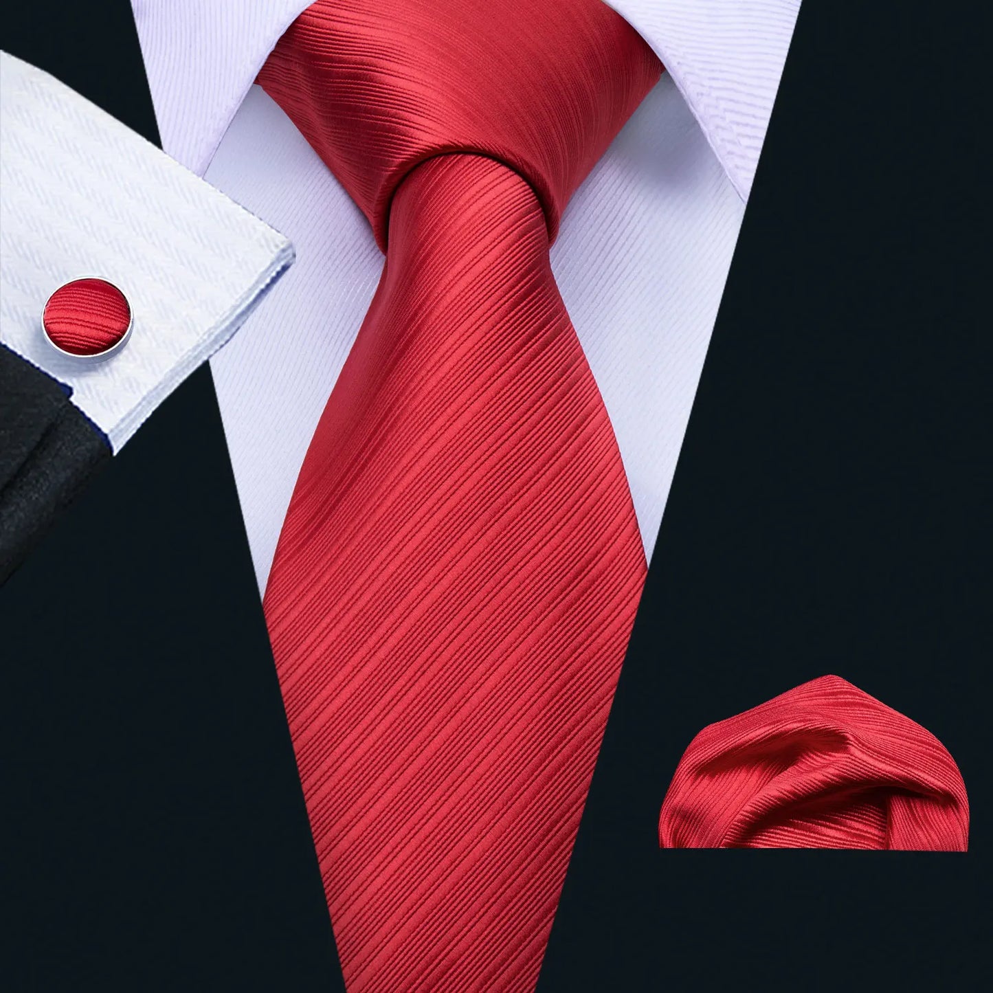 Exquisite Rust Red Silk Ties For Men Designer Pasiley High Quality Handkerchief Cufflinks Set Wedding Party Business Barry.Wang BAZAARHUBO