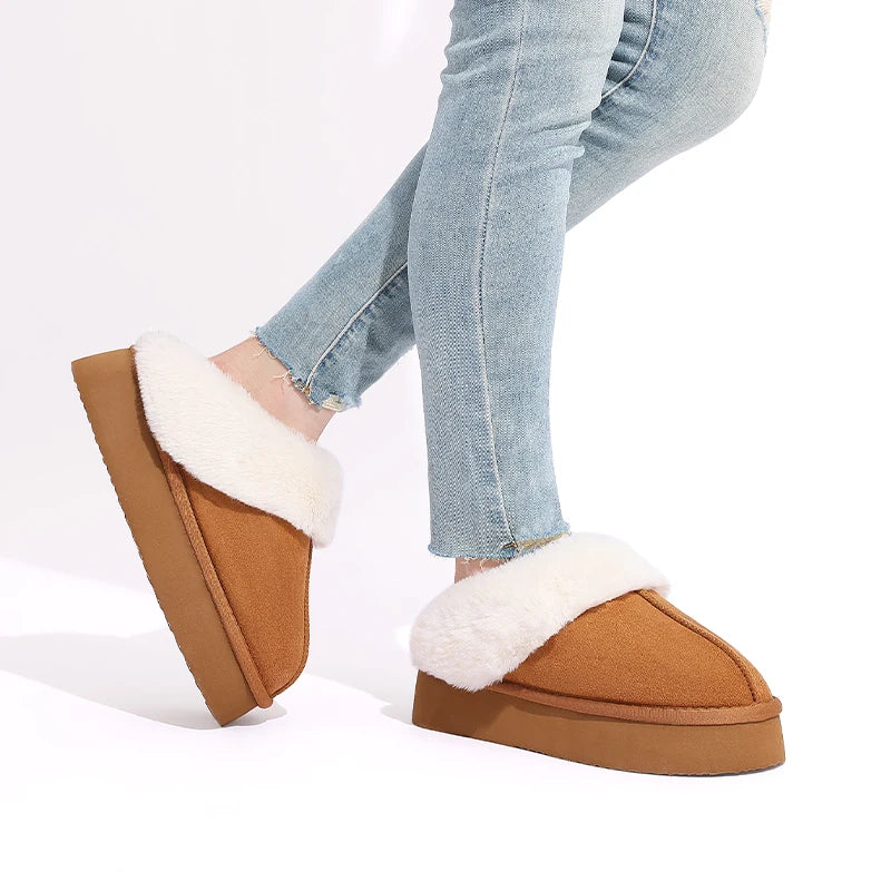 Smile Winter Fluffy Women Fuzzy Slippers Warm Short Plush Non-slip Cozy Soft Cotton Slippers  Indoor Fleece Lined Fur Slippers
