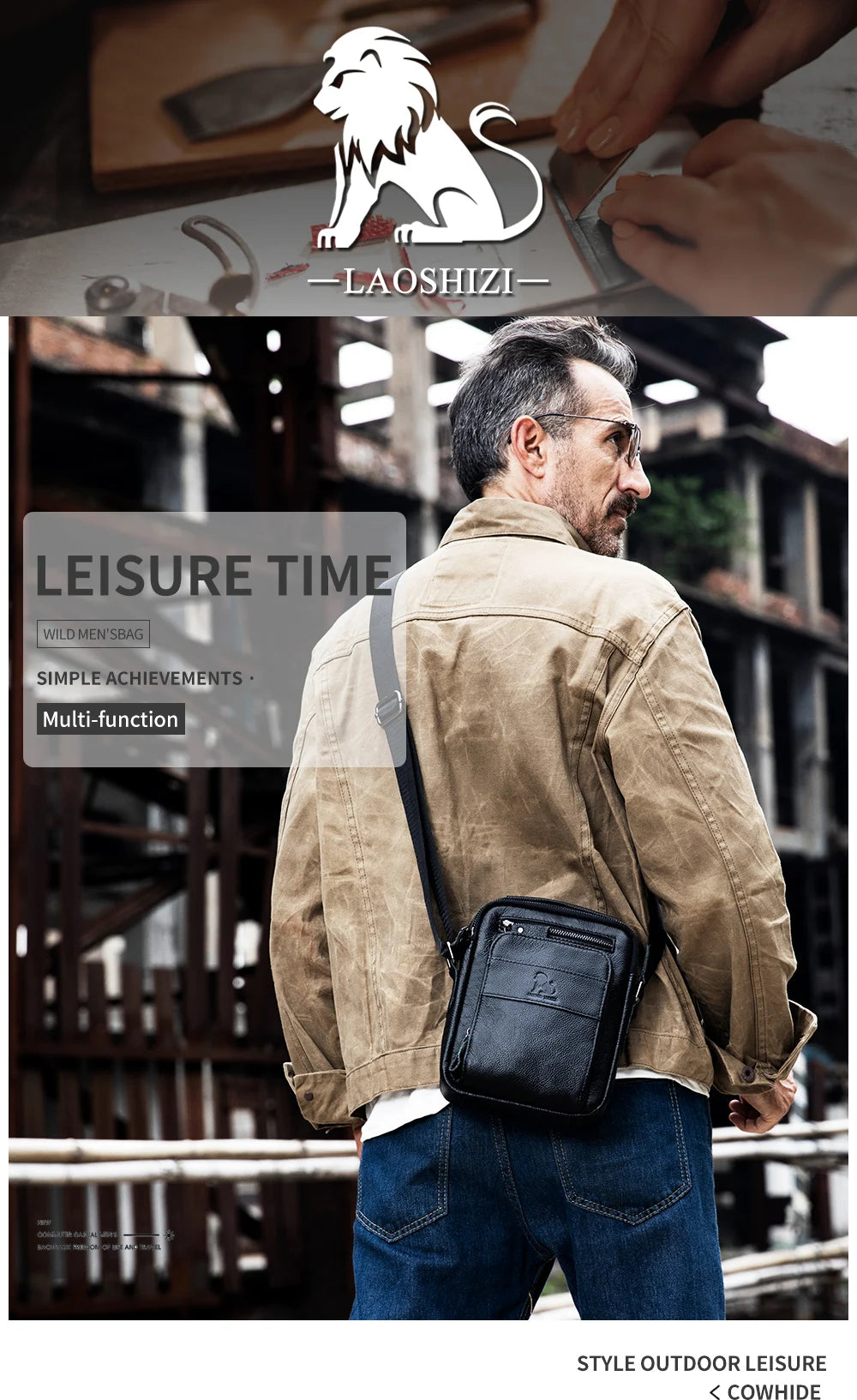 Cowhide men's small shoulder bag with top layer, cowhide single shoulder diagonal cross bag, fashionable and sporty small bag