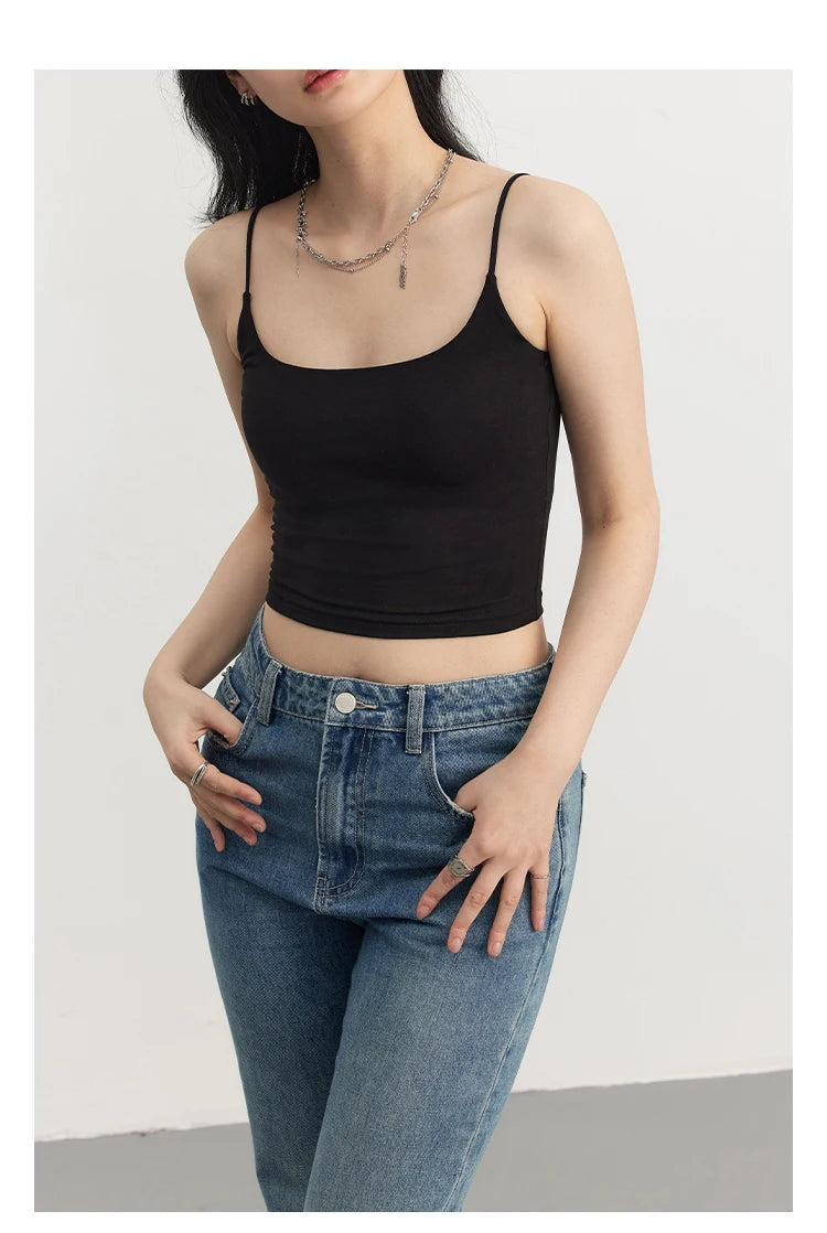CHIC VEN Women's Tanks New Loose Short Camis Sleeveless Solid Crop Top Woman Clothing Spring Summer 2023