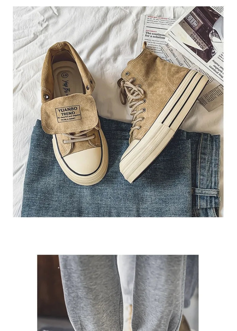 Couple Sneakers Classics Denim Canvas Shoes Fashion High Top Casual Shoes Platform Vulcanized Shoes for Men Lace Up Ankle Boots