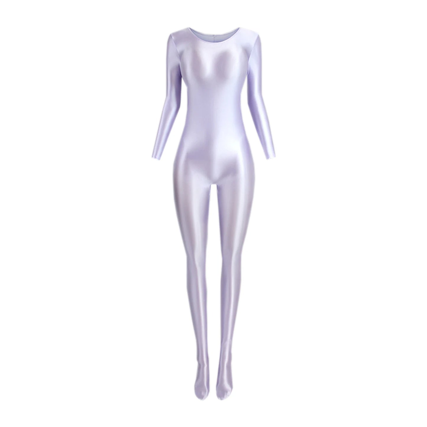 Women's Sexy Jumpsuits Long Sleeves Shapping Bodysuit Tight Elastic Oil Glossy Candy Color Unisex Leotard Exotic Club Clothing
