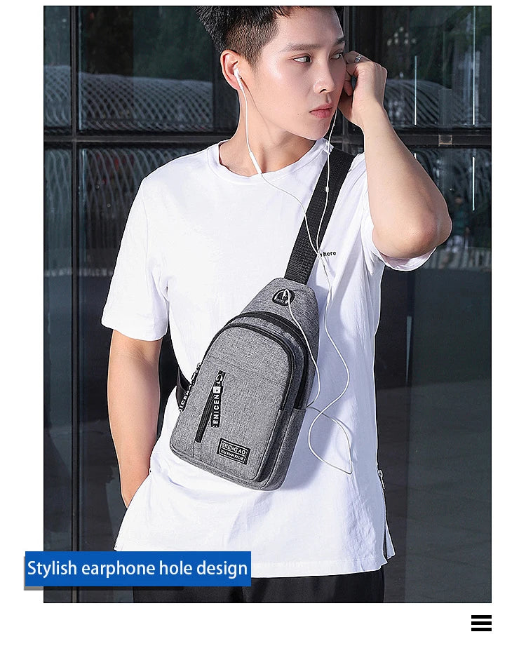 Travel Men's Handbags USB Chest Bag Designer Messenger Crossbody Bags Water-Proof Shoulder Bag Diagonal Package Sports Back Pack