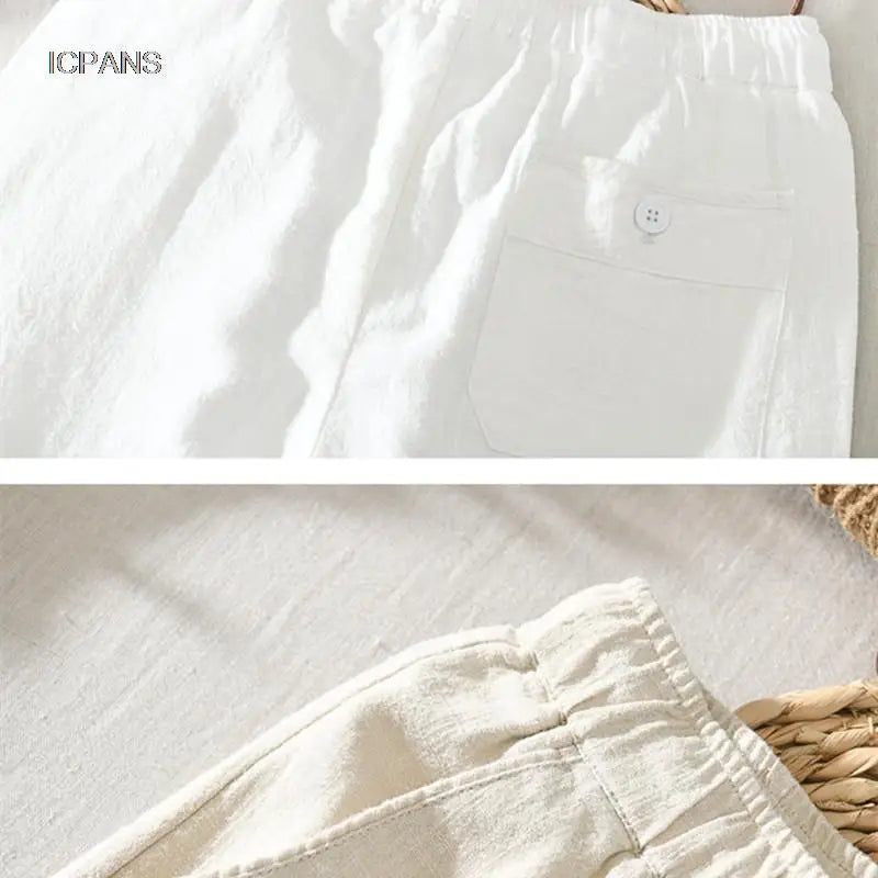 Men's 70% Linen Casual Ankle-Length Pants Loose Straight Harem Trousers Spring Summer Comfortable Breathable Fashion 2023