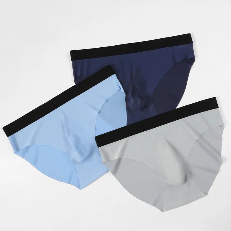 5pc Men's underwear Men's ice silk seamless breathable ultra-thin briefs summer ice soft and comfortable boys underpants