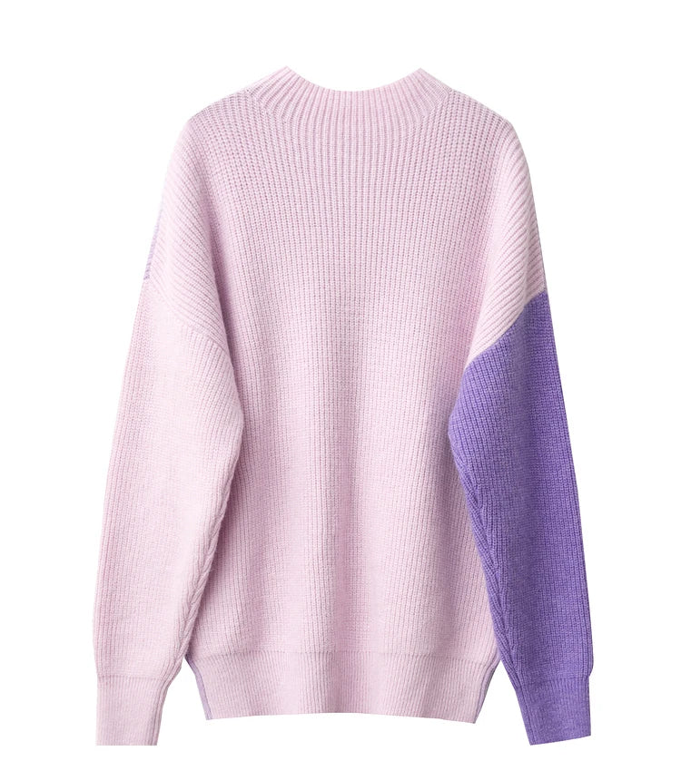 AMII Minimalism Sweaters Women 2024 Spring Street wear Spliced Knitted Top Drop Sleeve Loose Full Pullovers Sweaters 12344144