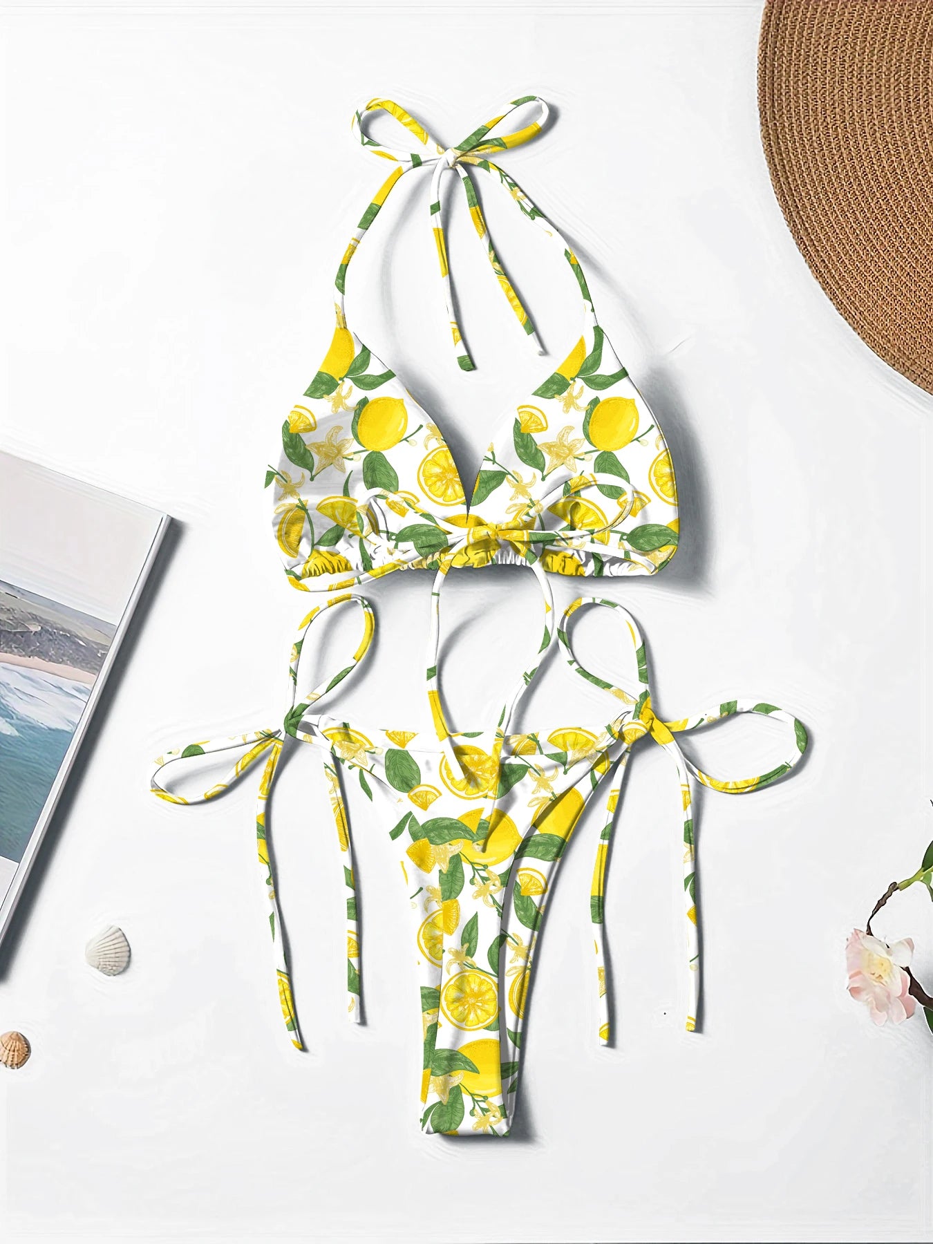 New European and American Style Solid Color Sexy Lace-Up Hot Girl Style Fashionable Bikini Swimwear for Women