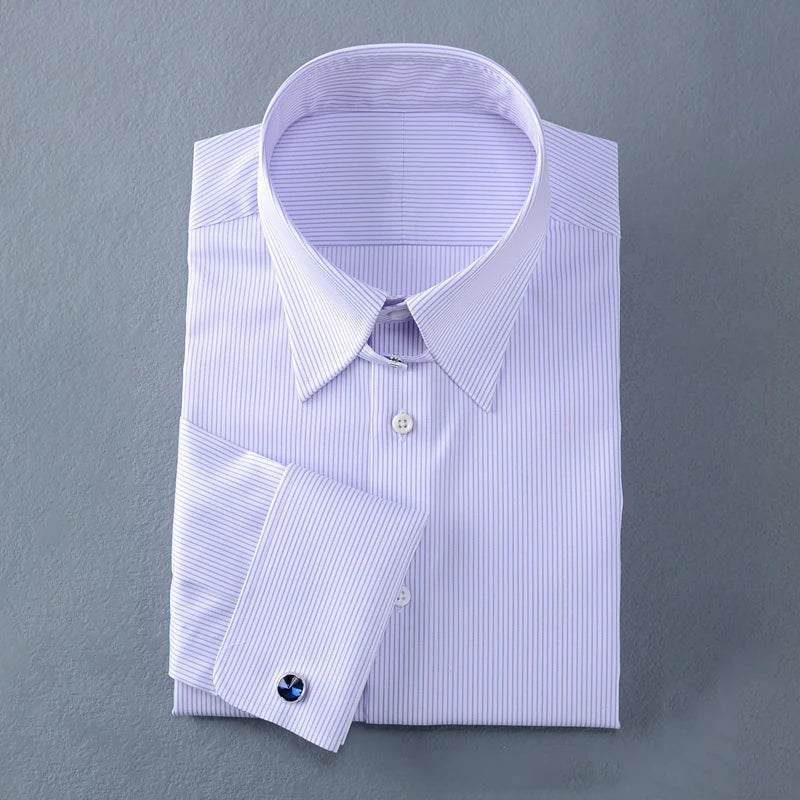 2024 new classic long sleeve buckle men's shirt vintage French collar men's shirts wholesale