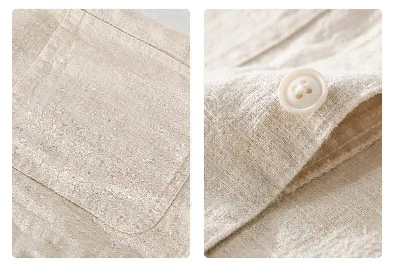 Autumn Retro Tooling Linen Jacket For Men Japanese Styles Sold Color Simple Versatile Multi-pocket Male Thin Jackets and Coats