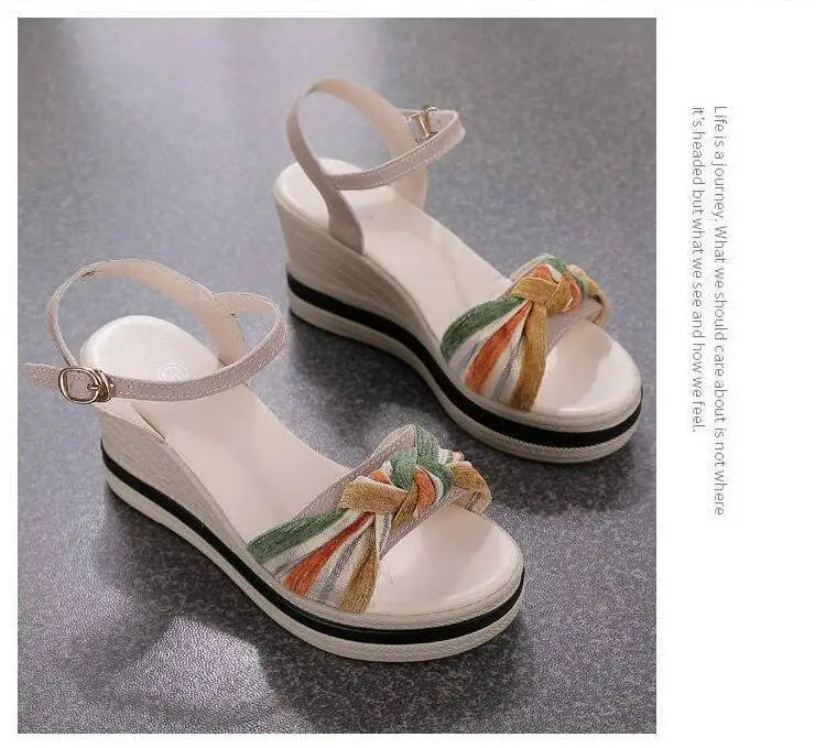 Open Toe Wedge Sandals for Women Summer Shoes босоножки женские Female Leisure Pumps Ankle Strap High Heels Ladies Slingbacks