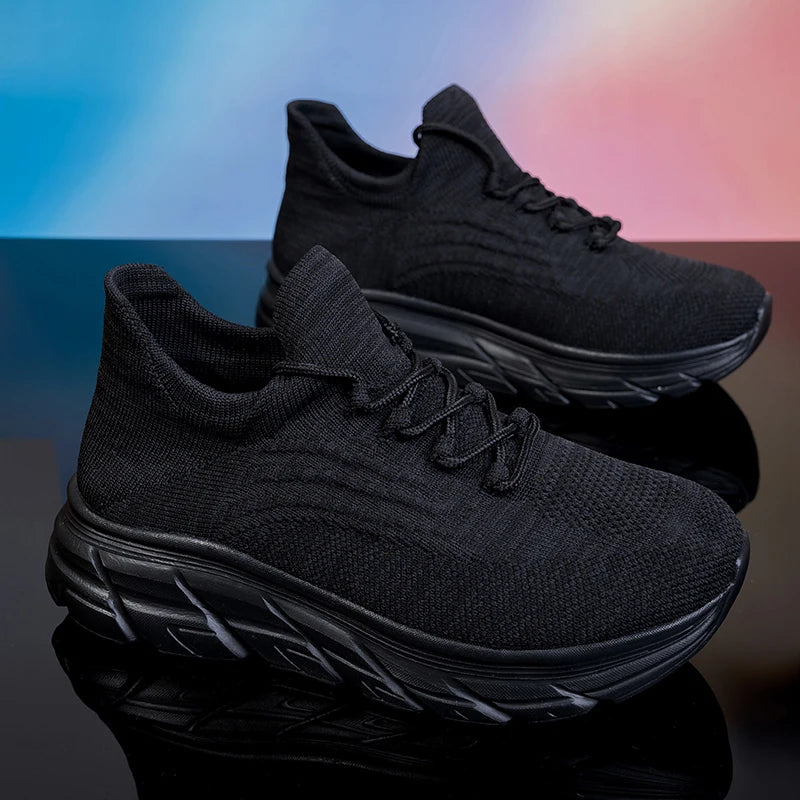 Men's Gray Running Shoes - Breathable Mesh Lace Cushioned Flat Boots Lightweight Sports Training Shoes Casual Style Design Shoes