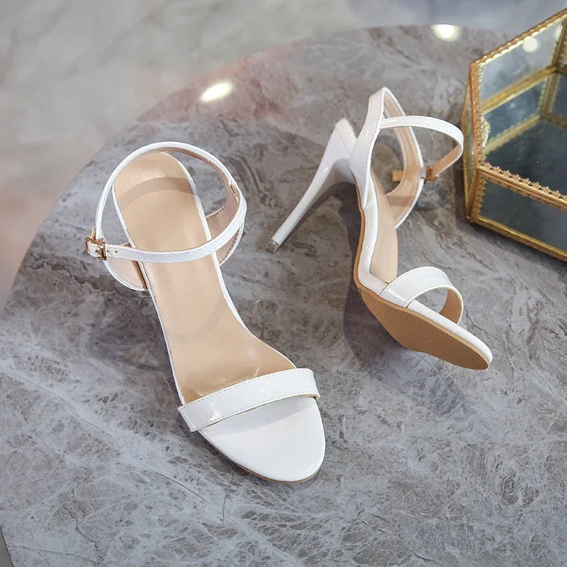 Large Size 45 Women's Sandals 2025 Summer High Heels Fashion Open Toe Sandals Buckle Party Shoes Sexy Thin Heels Wedding Shoes