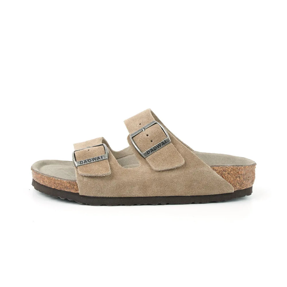 Genuine Leather Men Women Cow Suede Slippers Boy Girl Beach Slides Classic Cork Footbed Women Sandals  With Orthopedic Diabetic