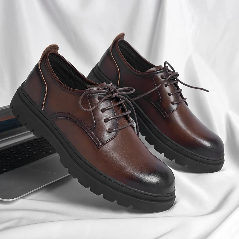 Luxury Leather Male Oxford Shoes Brown Black Mens Dress Shoes New Fashion Round Toe Men's Business Casual Shoes Formal Footwear