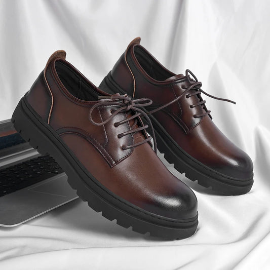 Luxury Leather Male Oxford Shoes Brown Black Mens Dress Shoes New Fashion Round Toe Men's Business Casual Shoes Formal Footwear