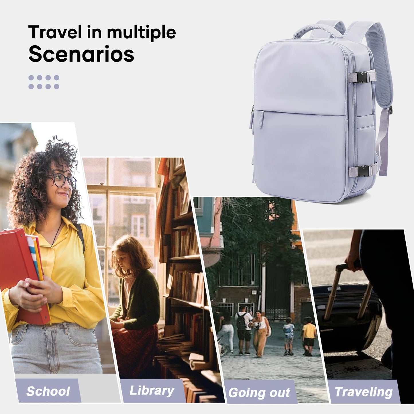 Travel Vacuum Backpack with Vacuum Compression Pump, Large Capacity Airplane Travel Backpack Women Men Expanded Laptop Backpack