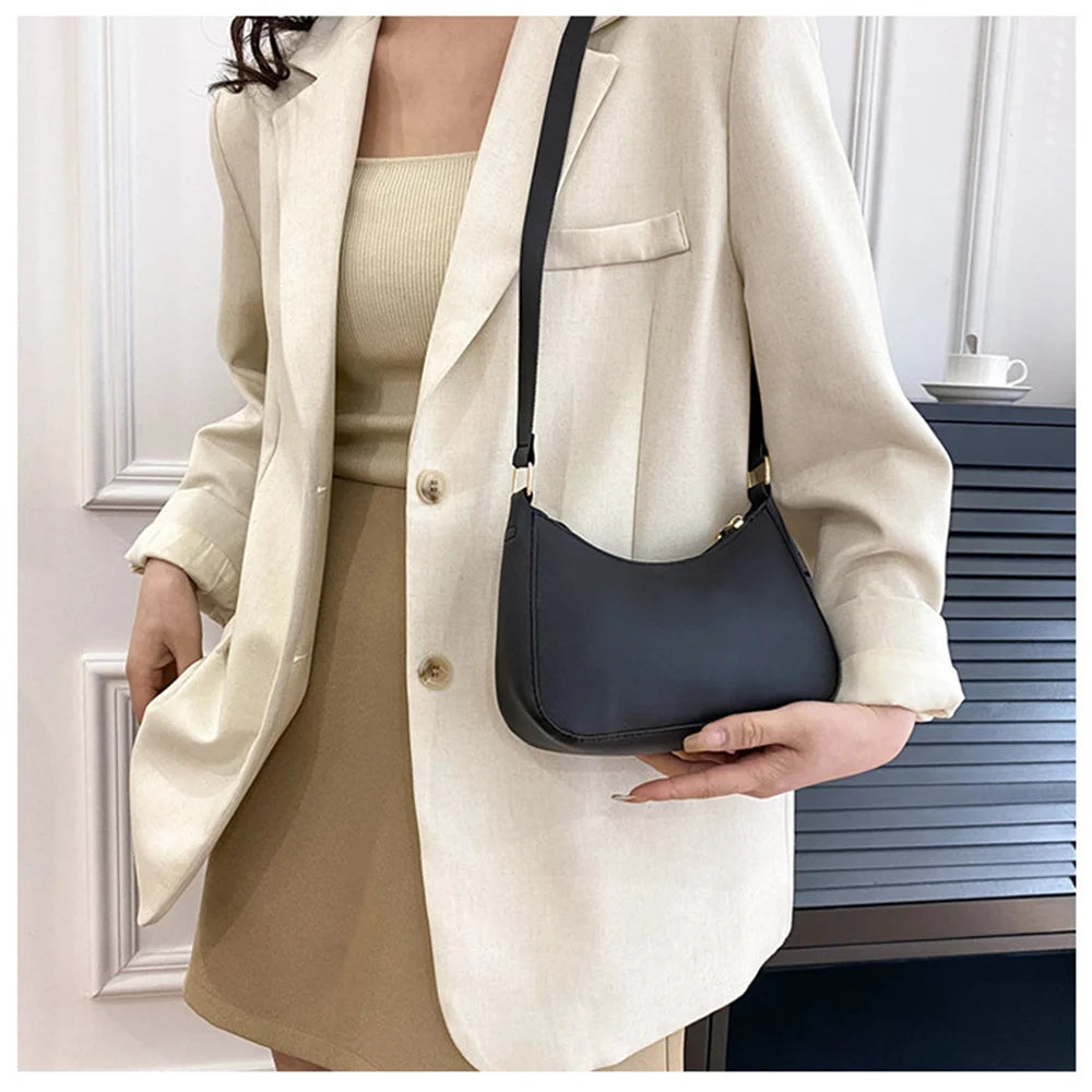WOMEN'S Bag Underarm Bag  Handbags Retro Solid Color PU Leather Shoulder Underarm Bags Casual Women Hobos Handbags
