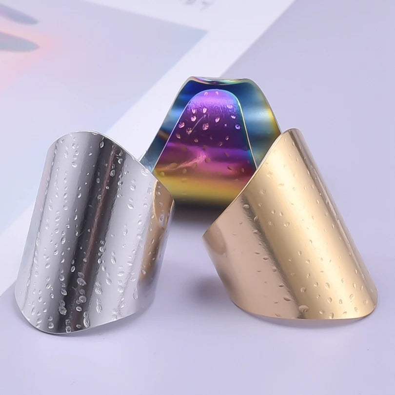 1/2/3pcs Mix Color Chunky Wide Ring Open Stainless Steel Rings For Women Men Accessories Irregular Surface Kpop Fashion Jewelry