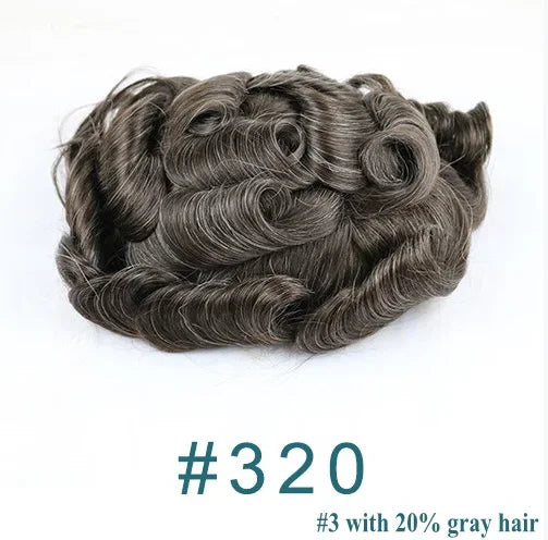80%Density Natural Hairline 0.02mm Ultra Thin Skin Invisible Mens Toupee Brown Blonde Grey Human Hair Capillary Prosthesi System