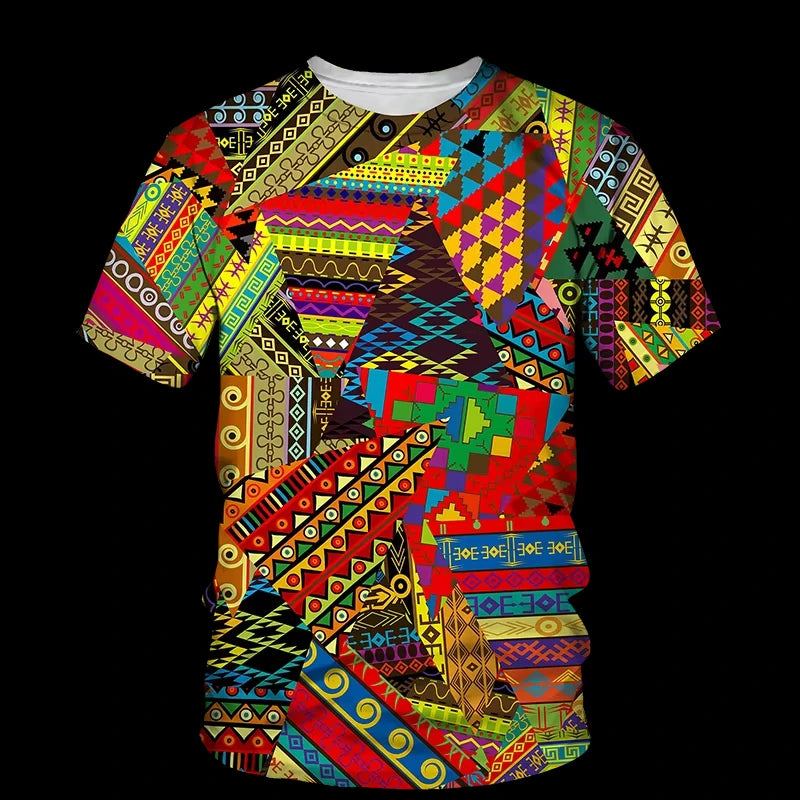 Men Women African T-Shirts Folk Customs Ethnic Style 3D Printed Fashion Oversized Short Sleeve T Shirt Kids Tees Tops Clothing